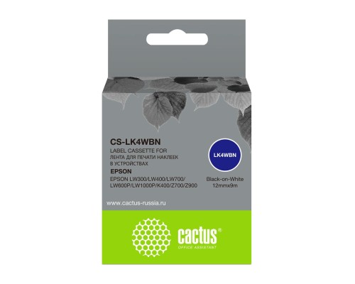[Расходные материалы] Картридж ленточный Cactus CS-LK4WBN черный для Epson LW300/LW400/LW700/LW600P/LW1000P
