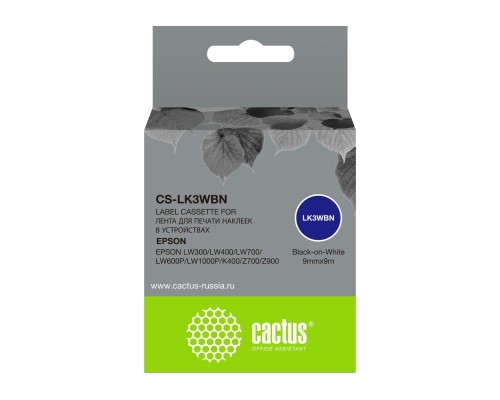 [Расходные материалы] Картридж ленточный Cactus CS-LK3WBN черный для Epson LW300/LW400/LW700/LW600P/LW1000P