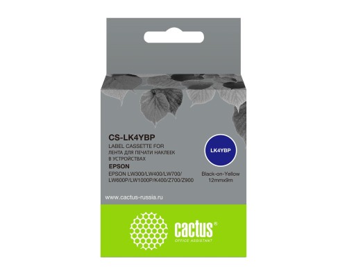 [Расходные материалы] Картридж ленточный Cactus CS-LK4YBP черный для Epson LW300/LW400/LW700/LW600P/LW1000P