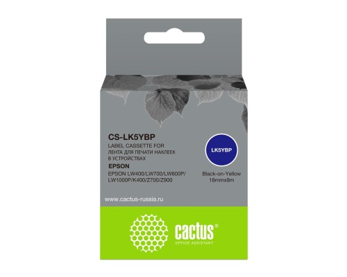 [Расходные материалы] Картридж ленточный Cactus CS-LK5YBP черный для Epson LW400/LW700/LW600P/LW1000P/K400/Z700/Z900