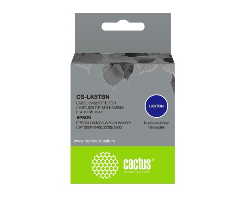 [Расходные материалы] Картридж ленточный Cactus CS-LK5TBN черный для Epson LW400/LW700/LW600P/LW1000P/K400/Z700/Z900