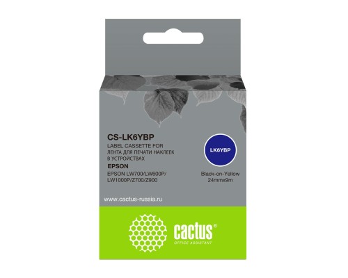 [Расходные материалы] Картридж ленточный Cactus CS-LK6YBP черный для Epson LW700/LW600P/LW1000P/Z700/Z900