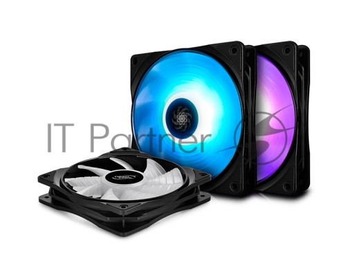 Вентилятор DEEPCOOL RF120 (3 IN 1) RGB 120x120x25мм (16шт./кор, 3xRF120, PWM, пит. от мат.платы и БП, RGB подсветка, 500-1500об/мин) Retail