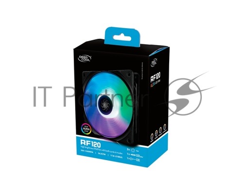 Вентилятор DEEPCOOL RF120 (3 IN 1) RGB 120x120x25мм (16шт./кор, 3xRF120, PWM, пит. от мат.платы и БП, RGB подсветка, 500-1500об/мин) Retail
