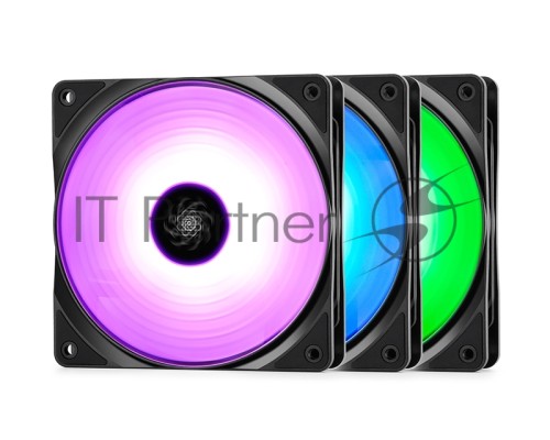 Вентилятор DEEPCOOL RF120 (3 IN 1) RGB 120x120x25мм (16шт./кор, 3xRF120, PWM, пит. от мат.платы и БП, RGB подсветка, 500-1500об/мин) Retail