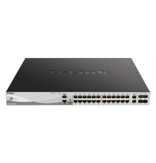 D-Link DGS-3130-30PS/B2A PROJ Управляемый L3 стекируемый коммутатор с 24 портами 10/100/1000Base-T, 2 портами 10GBase-T и 4 портами 10GBase-X SFP+ (24 порта PoE 802.3af/at, PoE-бюджет 370 Вт)