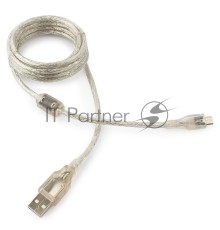 Кабель Cablexpert USB 2.0 Pro, AM/microBM, 1,8м, экран, феррит.кольцо, прозрачны (CCP-mUSB2-AMBM-6-TR)