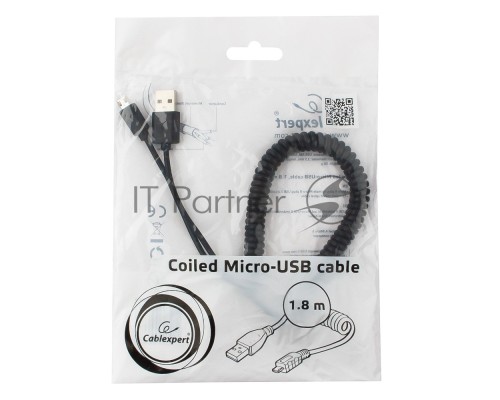 Кабель Cablexpert USB 2.0 Pro, AM/microBM 5P, 1.8м, витой, черный, пакет (CC-mUSB2C-AMBM-6)