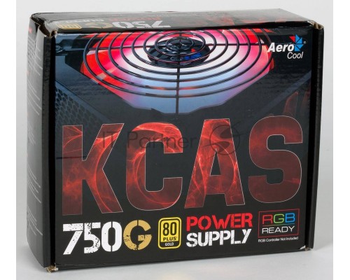 Блок питания Aerocool ATX 750W KCAS-750G 80+ gold (24+4+4pin) APFC 120mm fan color LED 7xSATA RTL