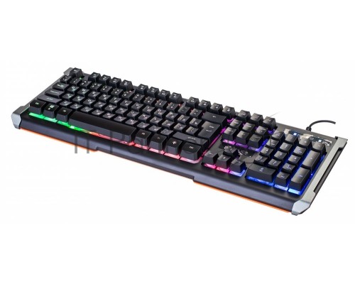 Клавиатура Oklick 717G черный/серый USB Multimedia LED