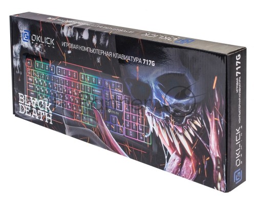 Клавиатура Oklick 717G черный/серый USB Multimedia LED