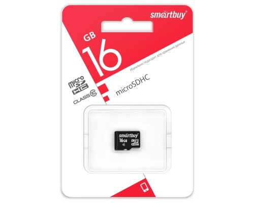 [Карта памяти ] Micro SecureDigital 16GB Smartbuy  Class 10 (без адаптеров) LE SB16GBSDCL10-00LE 