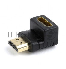 Переходник Cablexpert HDMI-HDMI 19F/19M, угловой  соединитель 90 градусов, золотые разъемы (A-HDMI90-FML)