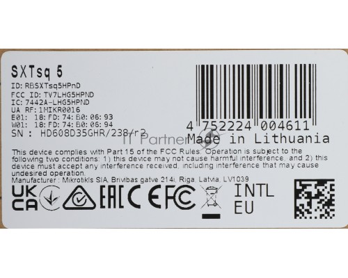 Точка доступа Wi-Fi OUTDOOR RBSXTSQ5HPND MIKROTIK