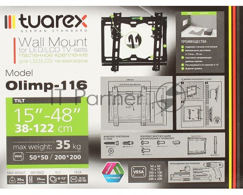 Кронштейн Tuarex OLIMP-116 black, настенный для TV 15