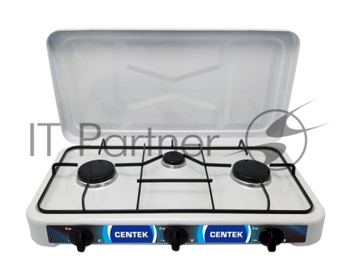 Газовая плита Centek CT-1522  белый  Centek CT-1522 (белая), 3 конфорки, КРЫШКА, сменные форсунки баллон/магистраль