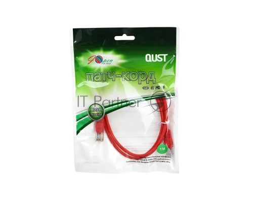 Патчкорд литой Aopen/Qust UTP кат.5е 1м красный  <ANP511_1M_R>