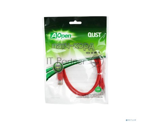 Патчкорд литой Aopen/Qust UTP кат.5е 1м красный  <ANP511_1M_R>