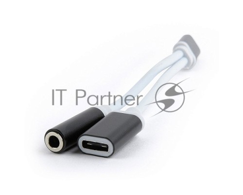 Переходник Cablexpert USB Type-C/Jack3.5 F+ Type-C F, черный, пакет (CCA-UC3.5F-02)