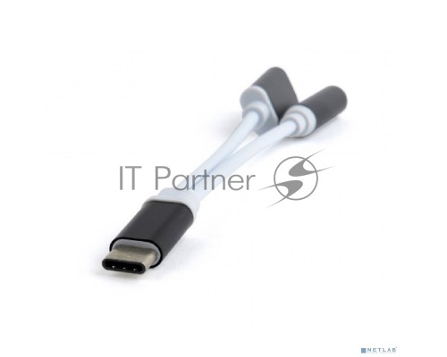 Переходник Cablexpert USB Type-C/Jack3.5 F+ Type-C F, черный, пакет (CCA-UC3.5F-02)