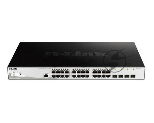Коммутатор D-Link DGS-1210-28MP/ME/B1A Управляемый коммутатор 2 уровня с 24 портами 10/100/1000Base-T и 4 портами 1000Base-X SFP (24 порта с поддержкой PoE 802.3af/802.3at (30 Вт), PoE-бюджет 370 Вт)