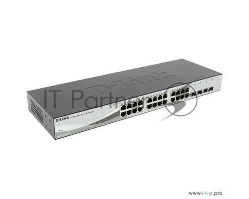 Коммутатор D-Link DGS-1210-28MP/ME/B1A Управляемый коммутатор 2 уровня с 24 портами 10/100/1000Base-T и 4 портами 1000Base-X SFP (24 порта с поддержкой PoE 802.3af/802.3at (30 Вт), PoE-бюджет 370 Вт)