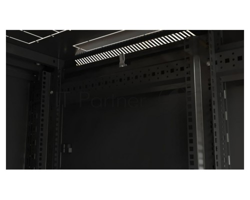 Шкаф настенный Hyperline TTB-4781-DD-RAL9004 19-дюймовый, 47U, 2277x 800х 1000 мм (ВхШхГ), передняя и задняя распашные перфорированные двери (75%), ручка с замком, крыша нового типа, цвет черный
