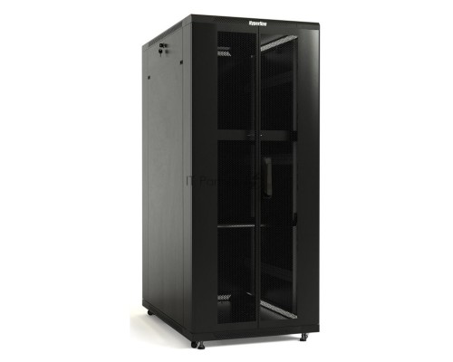 Шкаф настенный Hyperline TTB-4781-DD-RAL9004 19-дюймовый, 47U, 2277x 800х 1000 мм (ВхШхГ), передняя и задняя распашные перфорированные двери (75%), ручка с замком, крыша нового типа, цвет черный