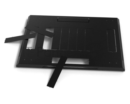 Шкаф настенный Hyperline TTB-4781-DD-RAL9004 19-дюймовый, 47U, 2277x 800х 1000 мм (ВхШхГ), передняя и задняя распашные перфорированные двери (75%), ручка с замком, крыша нового типа, цвет черный