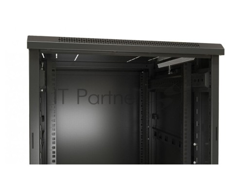 Шкаф настенный Hyperline TTB-4781-DD-RAL9004 19-дюймовый, 47U, 2277x 800х 1000 мм (ВхШхГ), передняя и задняя распашные перфорированные двери (75%), ручка с замком, крыша нового типа, цвет черный