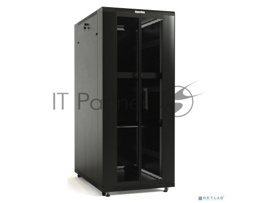 Шкаф настенный Hyperline TTB-4781-DD-RAL9004 19-дюймовый, 47U, 2277x 800х 1000 мм (ВхШхГ), передняя и задняя распашные перфорированные двери (75%), ручка с замком, крыша нового типа, цвет черный