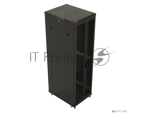 Шкаф настенный Hyperline TTB-4781-DD-RAL9004 19-дюймовый, 47U, 2277x 800х 1000 мм (ВхШхГ), передняя и задняя распашные перфорированные двери (75%), ручка с замком, крыша нового типа, цвет черный