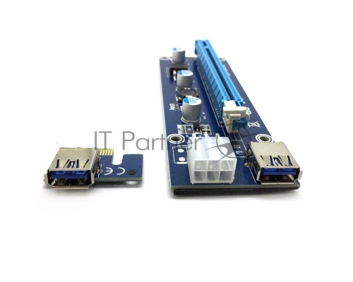Переходник/удлинитель Espada USB Riser card PCI-E x1 Male to PCI-E x16 Female с питанием 6Pin, EpciEkit, в комплекте кабель usb 3.0