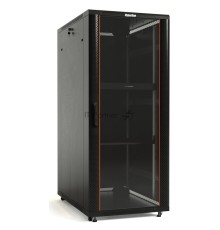 Шкаф напольный Hyperline TTB-4268-AS-RAL9004 19-дюймовый, 42U, 2055x 600х 800 мм (ВхШхГ), передняя стеклянная дверь со стальными перфорированными боковинами, задняя дверь сплошная, ручка с замком