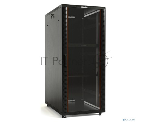 Шкаф напольный Hyperline TTB-4268-AS-RAL9004 19-дюймовый, 42U, 2055x 600х 800 мм (ВхШхГ), передняя стеклянная дверь со стальными перфорированными боковинами, задняя дверь сплошная, ручка с замком