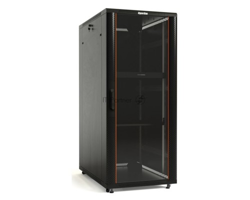 Шкаф напольный Hyperline TTB-4268-AS-RAL9004 19-дюймовый, 42U, 2055x 600х 800 мм (ВхШхГ), передняя стеклянная дверь со стальными перфорированными боковинами, задняя дверь сплошная, ручка с замком