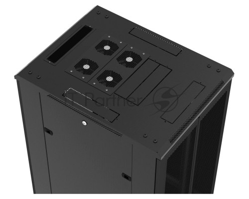 Шкаф напольный Hyperline TTB-4268-AS-RAL9004 19-дюймовый, 42U, 2055x 600х 800 мм (ВхШхГ), передняя стеклянная дверь со стальными перфорированными боковинами, задняя дверь сплошная, ручка с замком