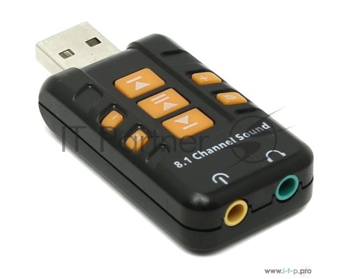 Адаптер ORIENT AU-01PL (Bl)  USB адаптер для микрофона и наушников комбинированная расцветка (Черный)