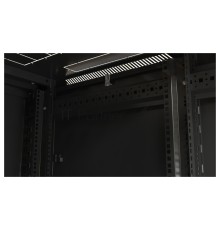 Шкаф напольный Hyperline TTB-2266-AS-RAL9004 19-дюймовый, 22U, 1166x 600х 600 мм (ВхШхГ), передняя стеклянная дверь со стальными перфорированными боковинами, задняя дверь сплошная, ручка с замком