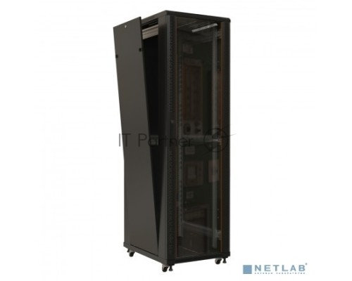 Шкаф напольный Hyperline TTB-2266-AS-RAL9004 19-дюймовый, 22U, 1166x 600х 600 мм (ВхШхГ), передняя стеклянная дверь со стальными перфорированными боковинами, задняя дверь сплошная, ручка с замком
