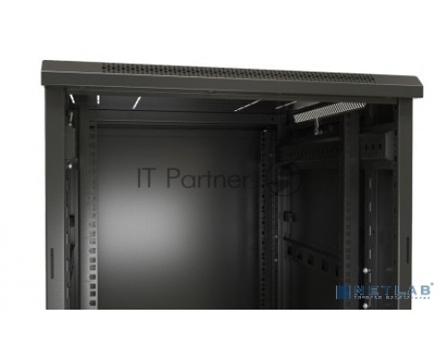 Шкаф напольный Hyperline TTB-2266-AS-RAL9004 19-дюймовый, 22U, 1166x 600х 600 мм (ВхШхГ), передняя стеклянная дверь со стальными перфорированными боковинами, задняя дверь сплошная, ручка с замком