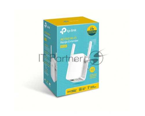 Усилитель TP-Link Wi-Fi AC750 Wi-Fi Range Extender, Wall Plugged,  433Mbps at 5GHz + 300Mbps at 2.4GHz, 802.11ac/a/b/g/n, 1 10/100M LAN, WPS button, 2 fixed antennas поставляется без кабеля RJ-45
