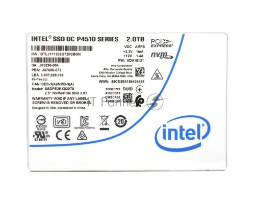 Накопитель SSD PCIE 2TB TLC DC P4510 SSDPE2KX020T801 INTEL