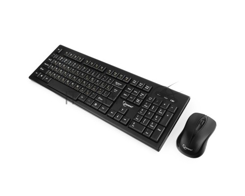 Комплект клавиатура+мышь беспроводные Gembird KBS-8002, 2.4ГГц, черный, 104 клавиши+2 кнопки+колесо кнопка, 1000DPI, батарейки в комплекте
