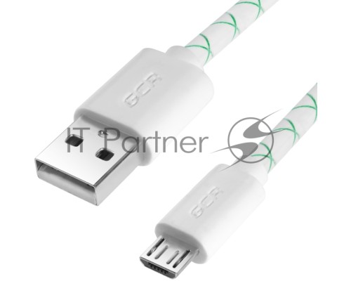 Кабель Greenconnect Кабель 2A micro USB 2.0  1.5m бело-зеленый, белые коннекторы, 28/24 AWG, AM / microB 5pin, (GCR-UA9MCB3-BD-1.5m), морозостойкий.поддержка функции быстрой зарядки 2A