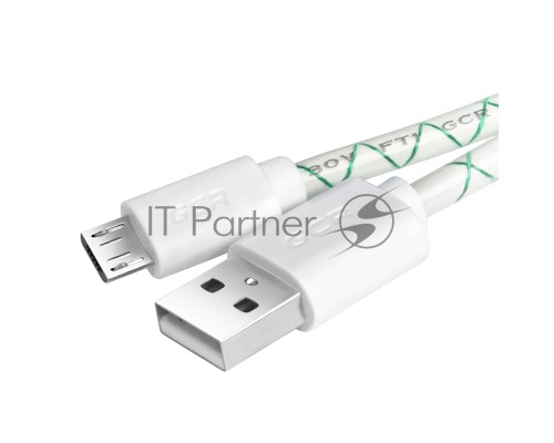 Кабель Greenconnect Кабель 2A micro USB 2.0  1.5m бело-зеленый, белые коннекторы, 28/24 AWG, AM / microB 5pin, (GCR-UA9MCB3-BD-1.5m), морозостойкий.поддержка функции быстрой зарядки 2A