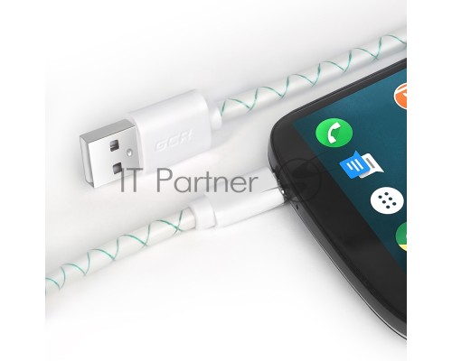 Кабель Greenconnect Кабель 2A micro USB 2.0  1.5m бело-зеленый, белые коннекторы, 28/24 AWG, AM / microB 5pin, (GCR-UA9MCB3-BD-1.5m), морозостойкий.поддержка функции быстрой зарядки 2A