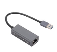 Bion Переходник с кабелем USB A - RJ45, 1000мб/с, алюминиевый корпус, 15 см, черный [BXP-A-USBA-LAN-1000]