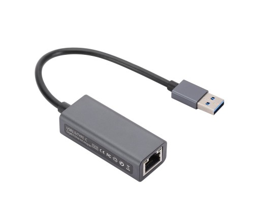 [переходники] Bion Переходник с кабелем USB A - RJ45, 1000мб/с, алюминиевый корпус, 15 см, черный [BXP-A-USBA-LAN-1000]