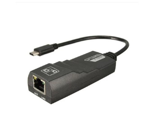 [переходники] Bion Переходник с кабелем USB C - RJ45, 1000мб/с, 15 см, черный [BXP-A-USBC-LAN-B]